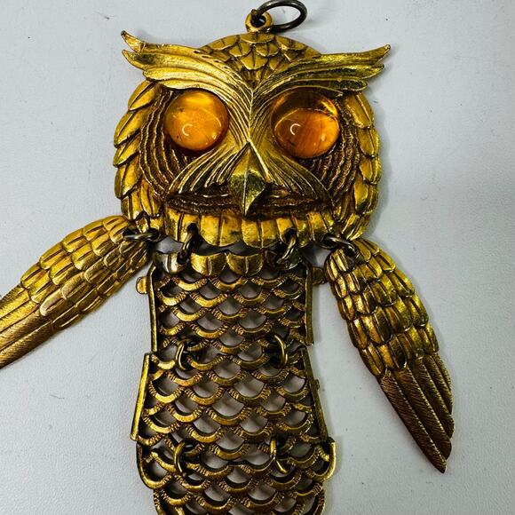 Articulated Park Lane Owl Pendant with Signed Gold Tone Vintage - Picture 6 of 7